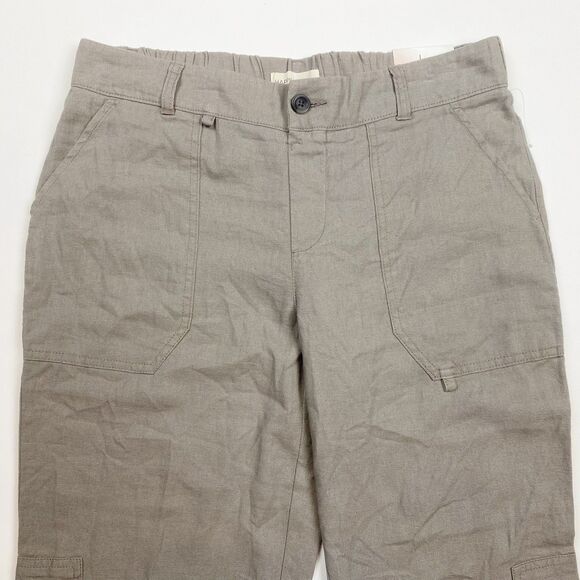 HAPPILY GREY Taupe Linen Blend Comfort Waist Utility Pant Trousers - Size M NWT - Picture 4 of 7
